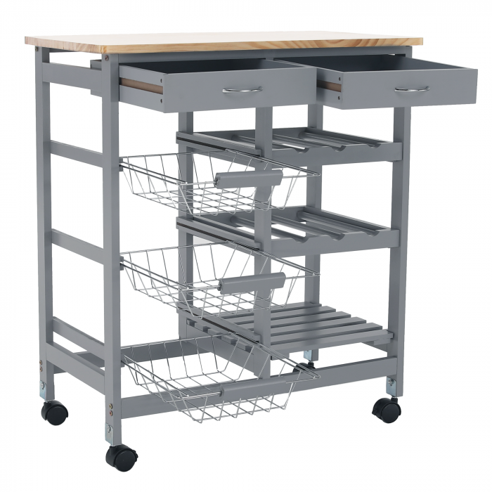 Cărucior de servire, gri/ natural, BARABE [4]