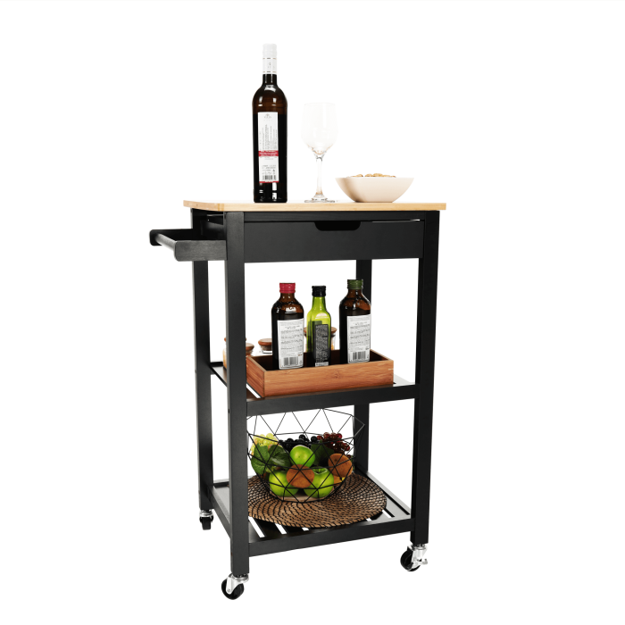 Cărucior de servire, natural/negru, ARETE [4]