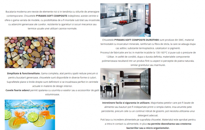 Chiuveta soft compozit Pyramis Stripe DUROTHEK, 860x500mm, adancime 200mm, orientare dreapta, montare pe blat, finisaj bej mat [3]