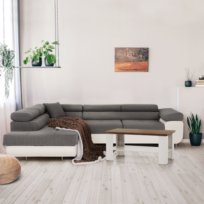 Colţar, alb/gri, model stânga, AMARETO NEW [18]
