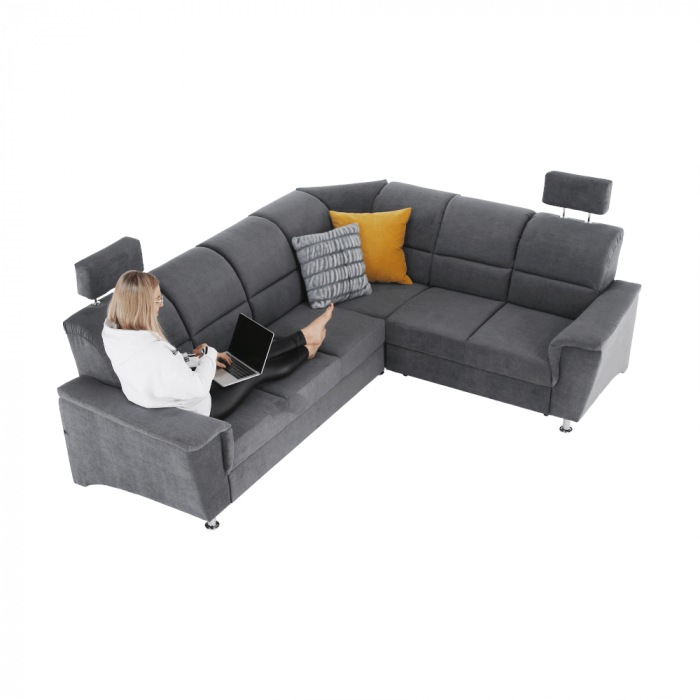 Colţar extensibil, material textil gri, model dreapta, SANTIAGO [16]