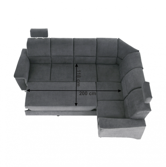 Colţar extensibil, material textil gri, model dreapta, SANTIAGO [13]