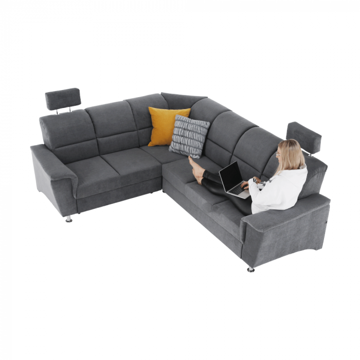 Colţar extensibil, material textil gri, model stânga, SANTIAGO [15]