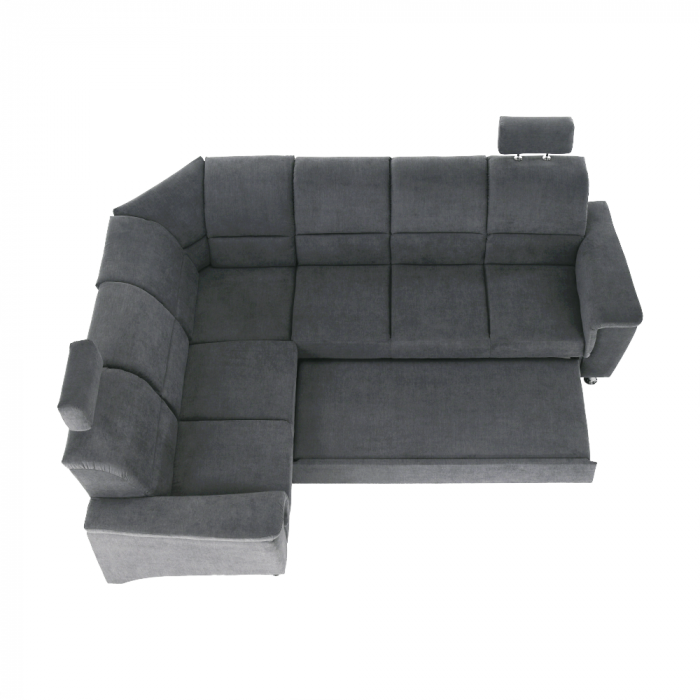 Colţar extensibil, material textil gri, model stânga, SANTIAGO [19]