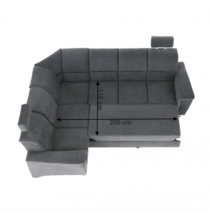 Colţar extensibil, material textil gri, model stânga, SANTIAGO [22]
