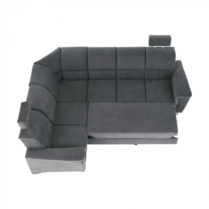 Colţar extensibil, material textil gri, model stânga, SANTIAGO [18]