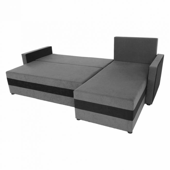 Coltar extensibil modern, cu spatiu depozitare, universal, stanga-dreapta, stofa gri/negru, 219x139 cm, Bortis Impex [2]