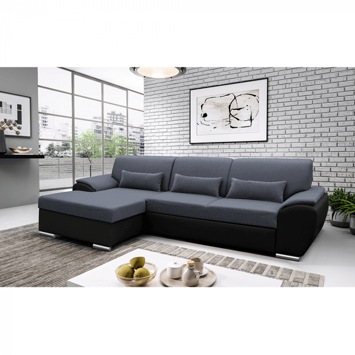 Colţar extensibil, negru/gri închis, model stânga, EMILY [3]