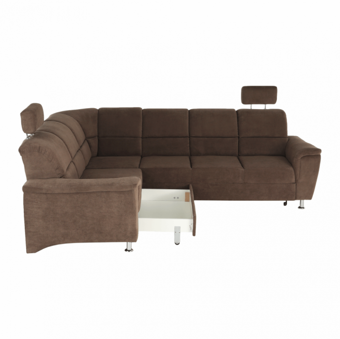 Colţar extensibil, textil maro, stânga, SANTIAGO [12]
