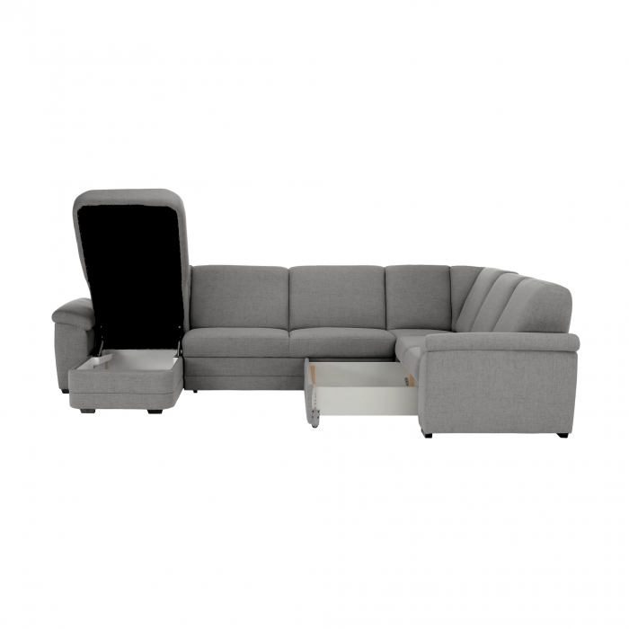 Colţar în formă de U, material textil gri, model stânga, BITER U [25]