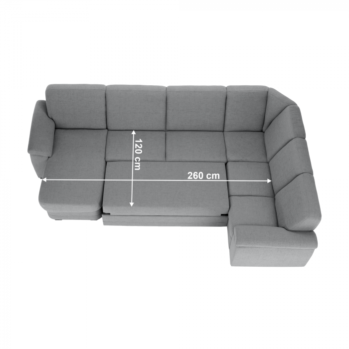 Colţar în formă de U, material textil gri, model stânga, BITER U [27]