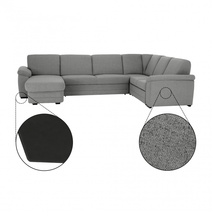 Colţar în formă de U, material textil gri, model stânga, BITER U [4]