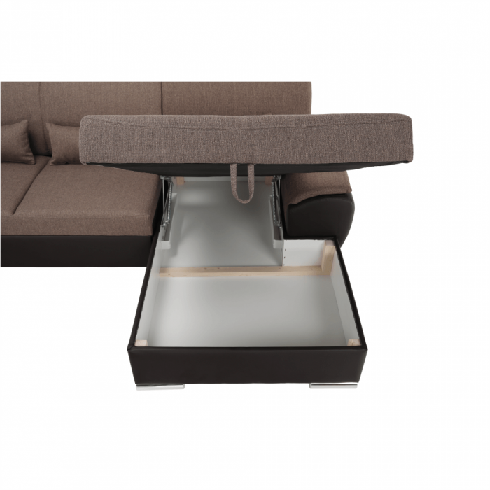 Colţar în formă de U, material textil maro/piele ecologică maro, dreapta, EMILY U [12]