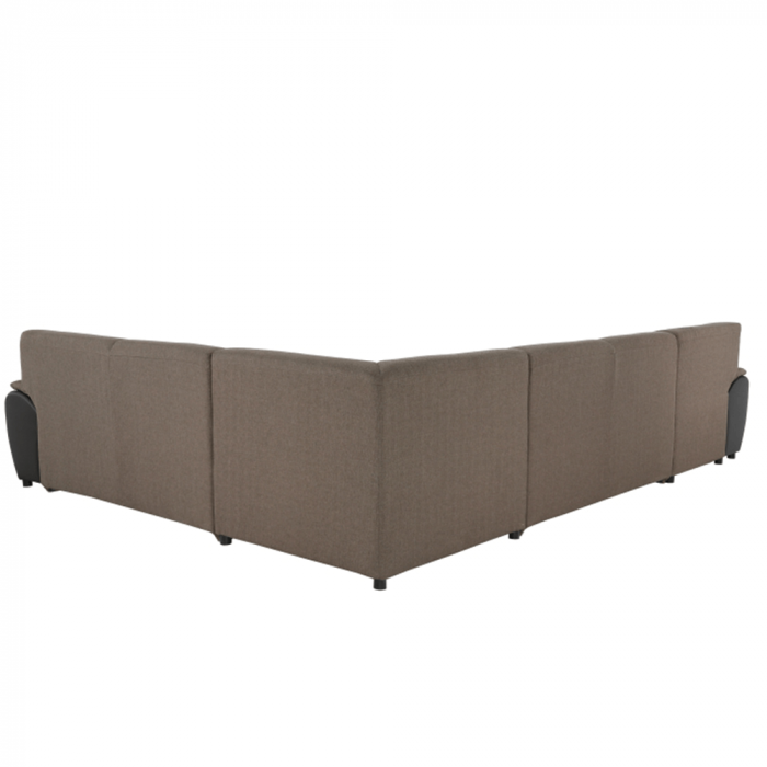 Colţar în formă de U, material textil maro/piele ecologică maro, dreapta, EMILY U [16]