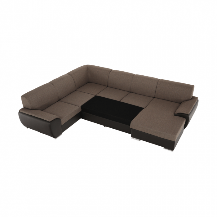 Colţar în formă de U, material textil maro/piele ecologică maro, dreapta, EMILY U [7]