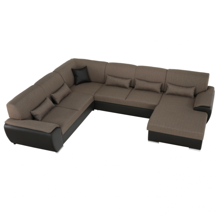 Colţar în formă de U, material textil maro/piele ecologică maro, dreapta, EMILY U [18]