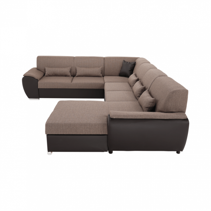 Colţar în formă de U, material textil maro/piele ecologică maro, dreapta, EMILY U [3]