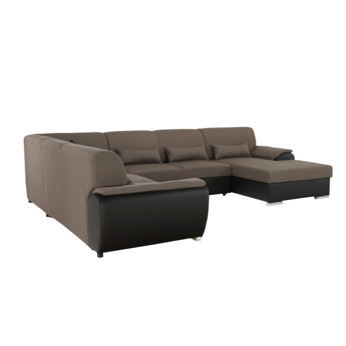 Colţar în formă de U, material textil maro/piele ecologică maro, dreapta, EMILY U [13]