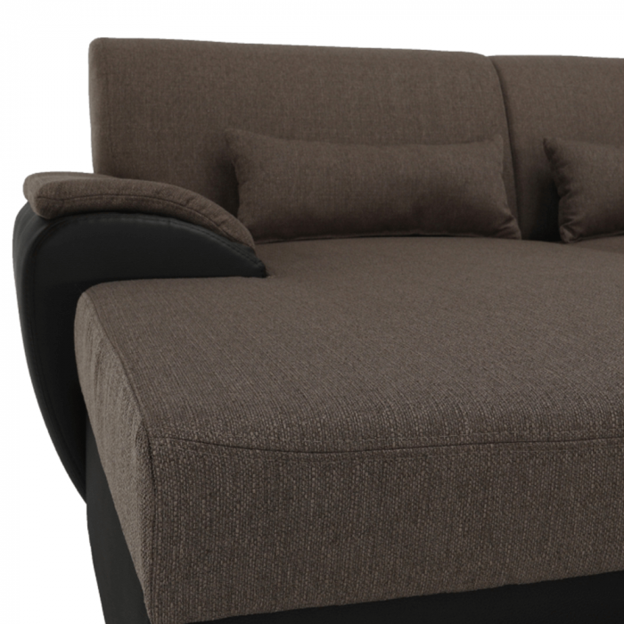 Colţar în formă de U, material textil maro/piele ecologică maro, stânga, EMILY U [20]