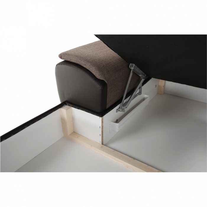 Colţar în formă de U, material textil maro/piele ecologică maro, stânga, EMILY U [11]