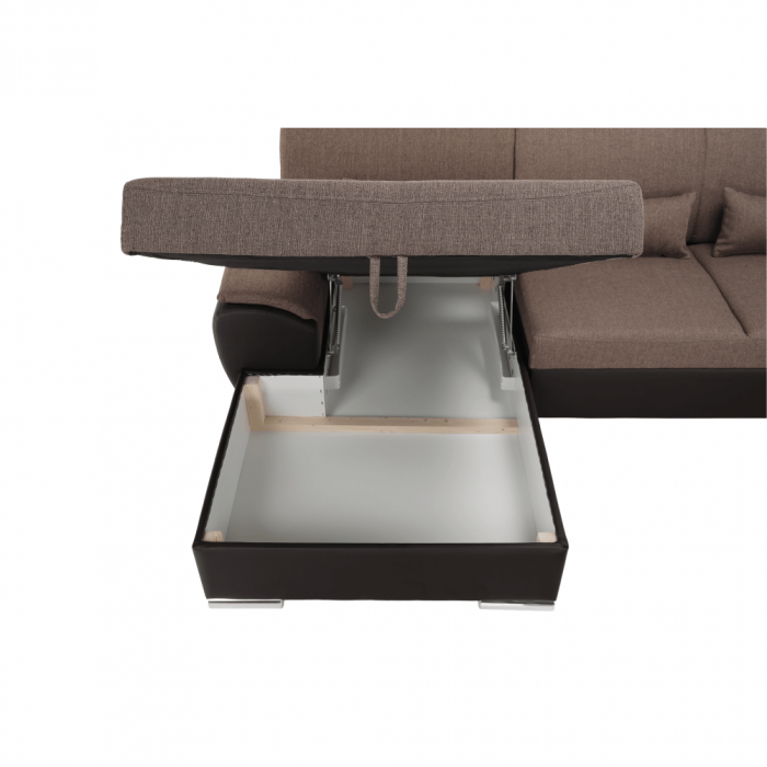 Colţar în formă de U, material textil maro/piele ecologică maro, stânga, EMILY U [12]