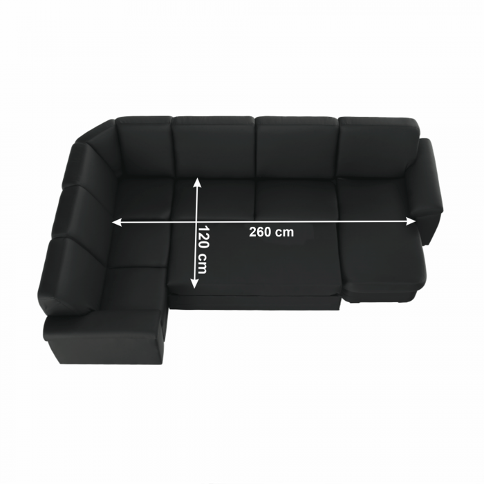 Colţar în formă de U, piele ecologică neagră, model dreapta, BITER U [3]