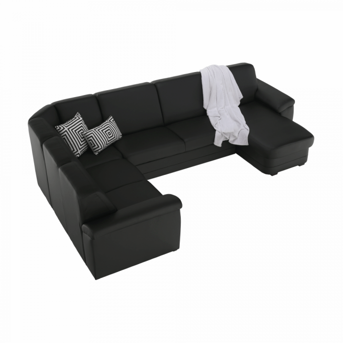 Colţar în formă de U, piele ecologică neagră, model dreapta, BITER U [18]