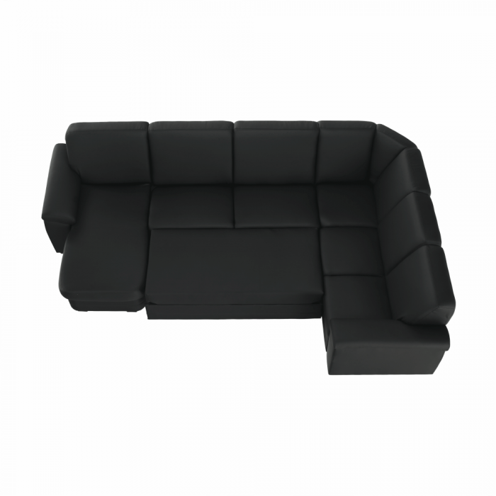 Colţar în formă de U, piele ecologică neagră, model stânga, BITER U [7]