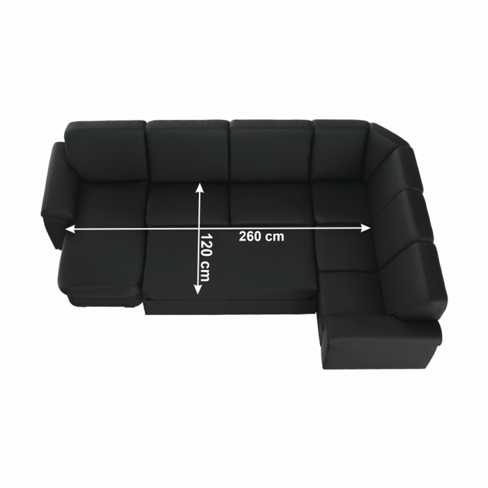 Colţar în formă de U, piele ecologică neagră, model stânga, BITER U [3]