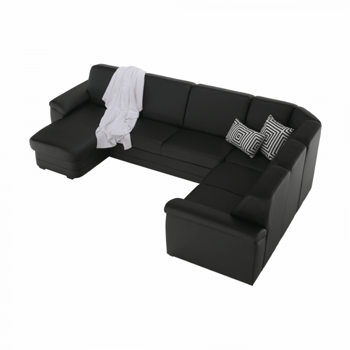 Colţar în formă de U, piele ecologică neagră, model stânga, BITER U [5]
