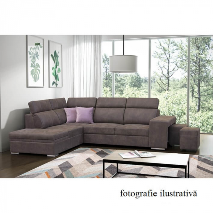Colţar, material maro/violet deschis, stânga, LANZA [2]