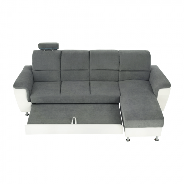 Colţar mic, piele ecologică alb/material textil gri, model dreapta, SANTIAGO COLŢAR MIC [14]