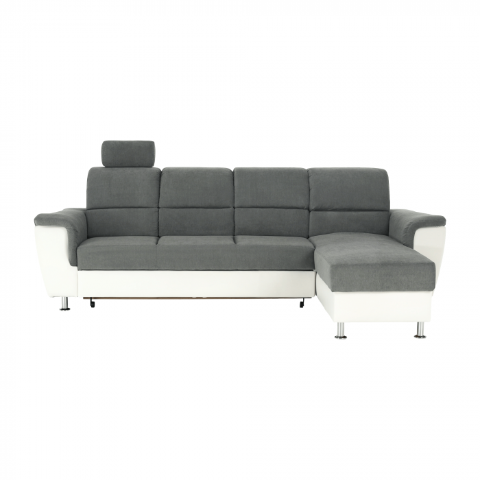Colţar mic, piele ecologică alb/material textil gri, model dreapta, SANTIAGO COLŢAR MIC [8]
