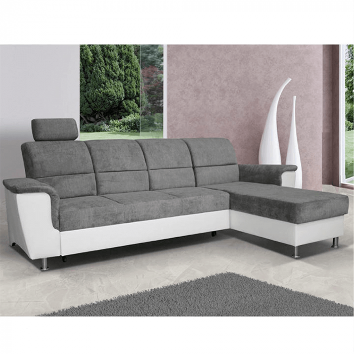 Colţar mic, piele ecologică alb/material textil gri, model dreapta, SANTIAGO COLŢAR MIC [3]
