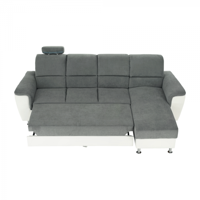 Colţar mic, piele ecologică alb/material textil gri, model dreapta, SANTIAGO COLŢAR MIC [15]