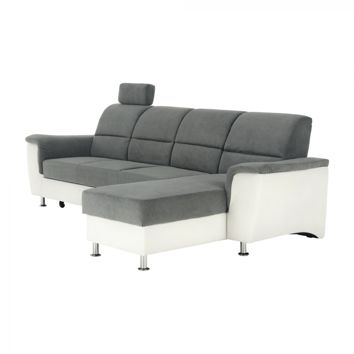 Colţar mic, piele ecologică alb/material textil gri, model dreapta, SANTIAGO COLŢAR MIC [4]