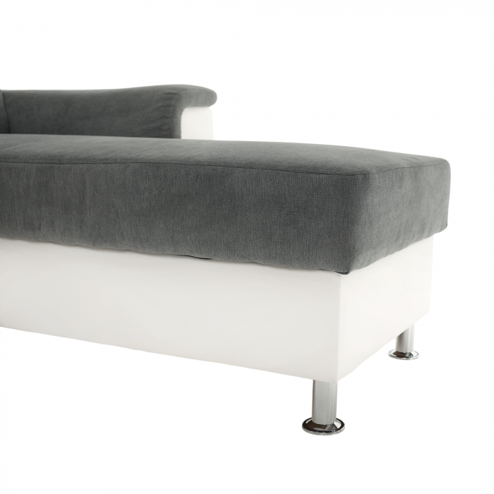Colţar mic, piele ecologică alb/material textil gri, model dreapta, SANTIAGO COLŢAR MIC [6]