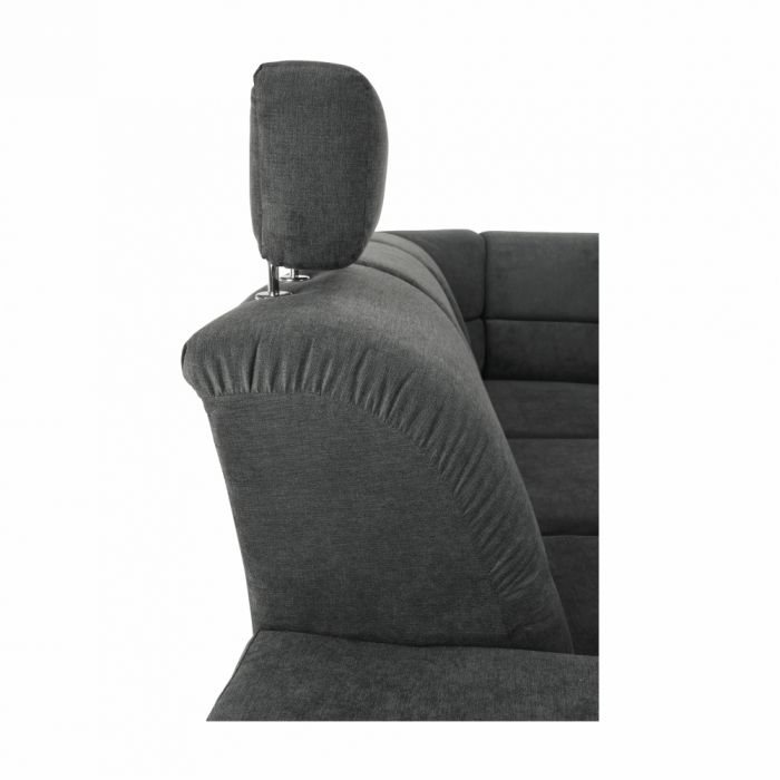 Colţar, piele eco neagră/textil gri închis, stânga, SANTIAGO U [8]