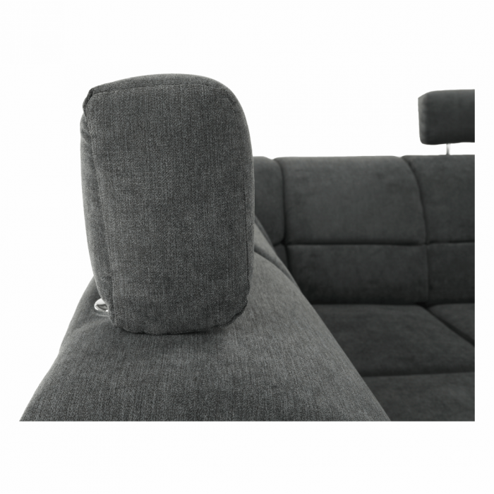 Colţar, piele eco neagră/textil gri închis, stânga, SANTIAGO U [6]