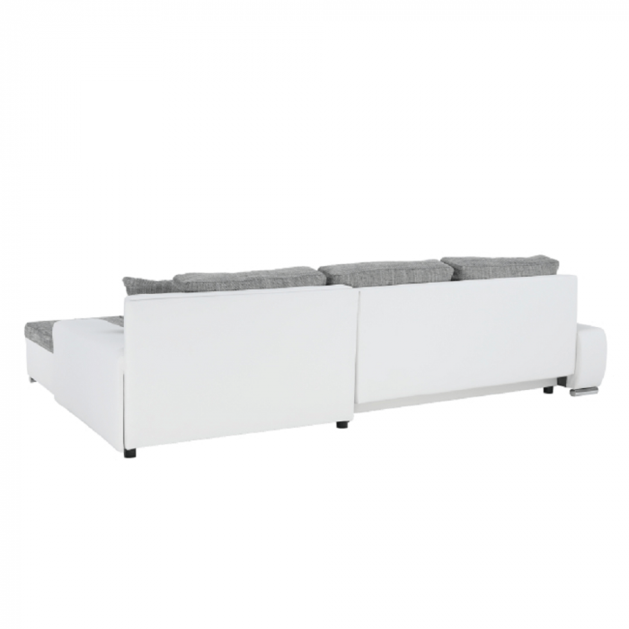 Colţar, piele ecologică/ alb/material  gri melir, TONIKS [8]