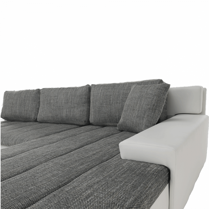 Colţar, piele ecologică/ alb/material  gri melir, TONIKS [17]