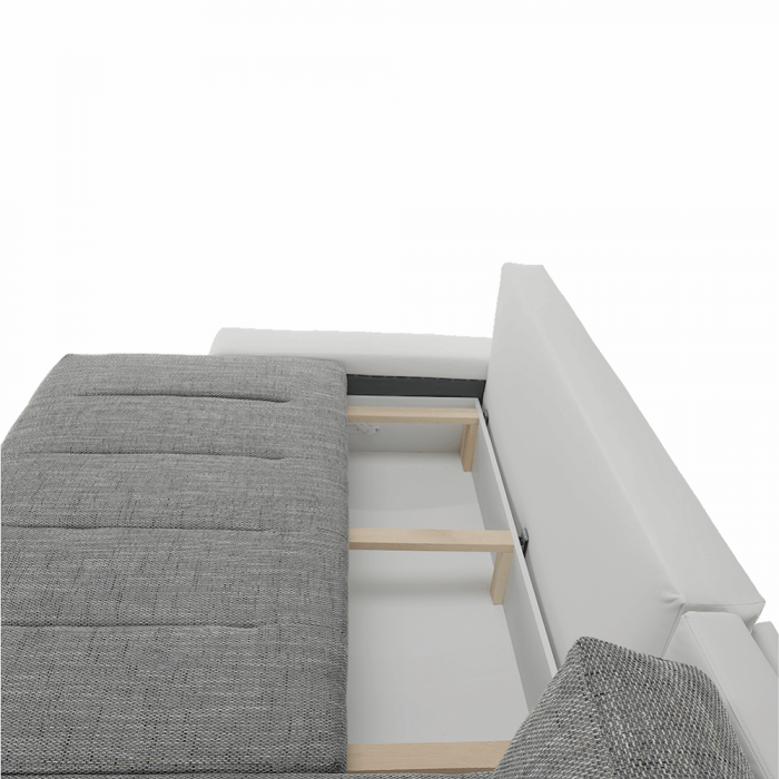 Colţar, piele ecologică/ alb/material  gri melir, TONIKS [3]
