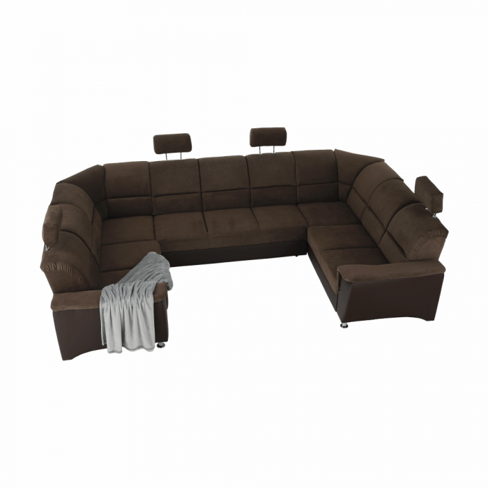 Colţar, piele ecologică maro/material textil maro, SANTIAGO U MARE [23]