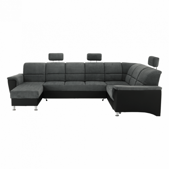 Colţar, piele ecologică negru/material, model dreapta, SANTIAGO U [21]