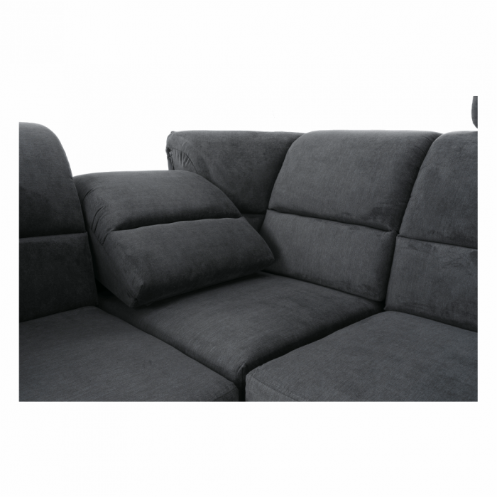 Colţar, piele ecologică negru/material, model dreapta, SANTIAGO U [22]