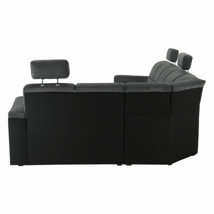 Colţar, piele ecologică negru/material, model dreapta, SANTIAGO U [6]