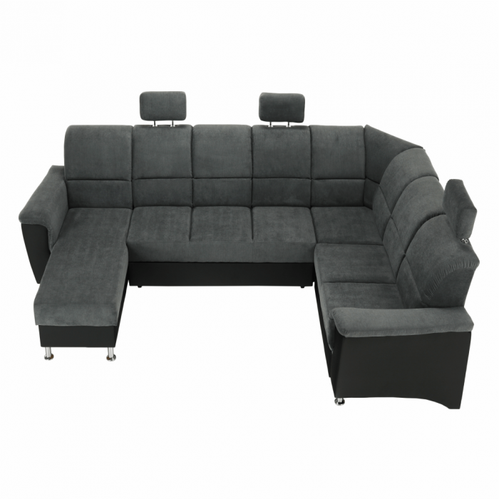Colţar, piele ecologică negru/material, model dreapta, SANTIAGO U [4]