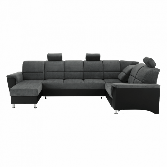 Colţar, piele ecologică negru/material, model dreapta, SANTIAGO U [16]