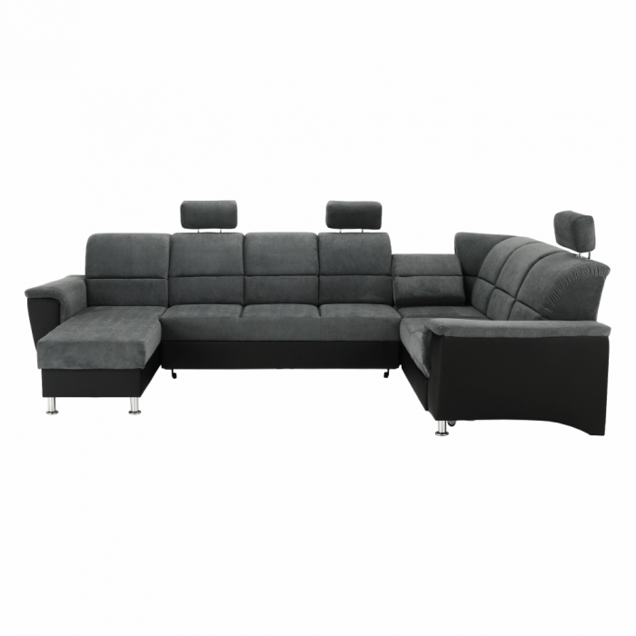 Colţar, piele ecologică negru/material, model dreapta, SANTIAGO U [15]