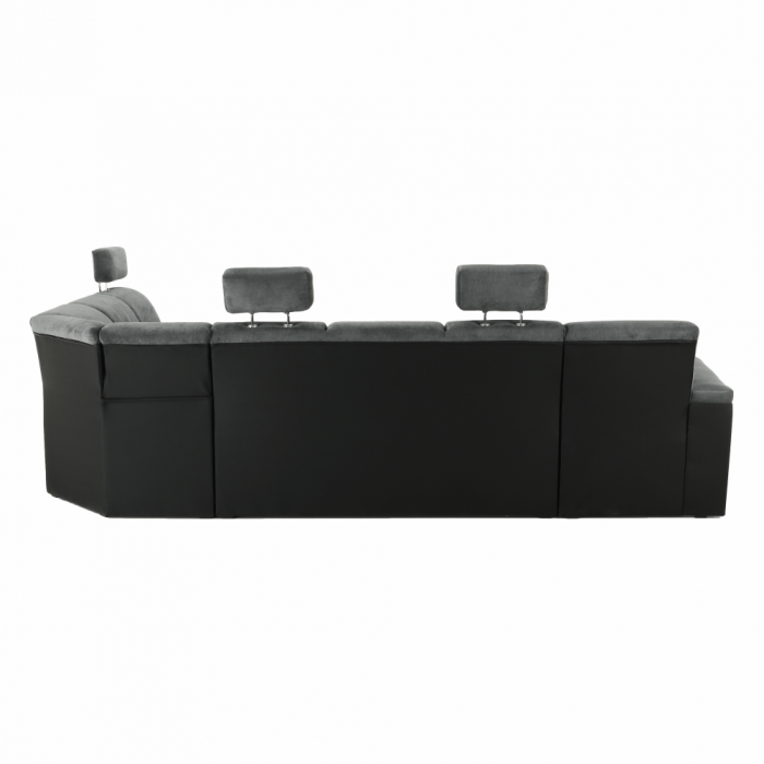 Colţar, piele ecologică negru/material, model dreapta, SANTIAGO U [19]
